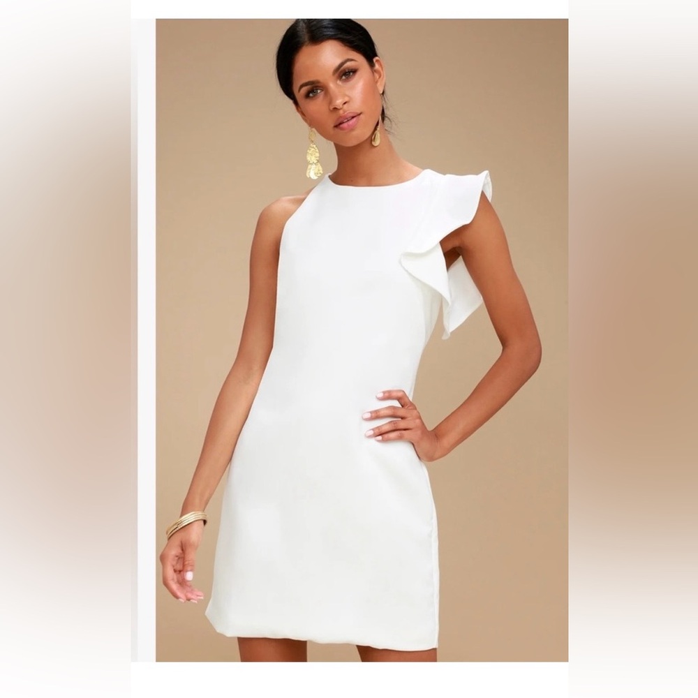 Lulu's Chic White One-Shoulder Dress
